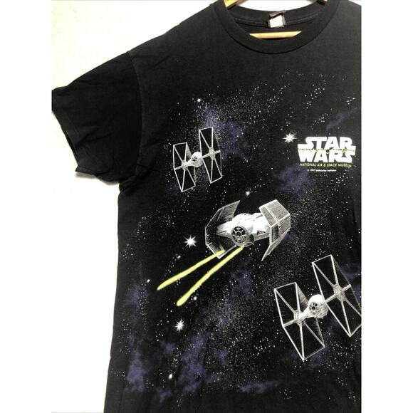 Vtg 90s Star Wars T Shirt Mens XL Death Star Millennium Falcon AOP USA - Picture 6 of 14